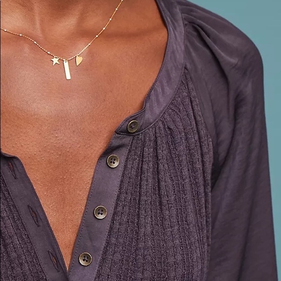 Anthropologie Meadow Rue Kersee Henley Top - Picture 2 of 3